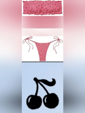 M L XL XXL PINK By Frankies Bikinis Bandeau Side Tie Bikini Set Red Bandana